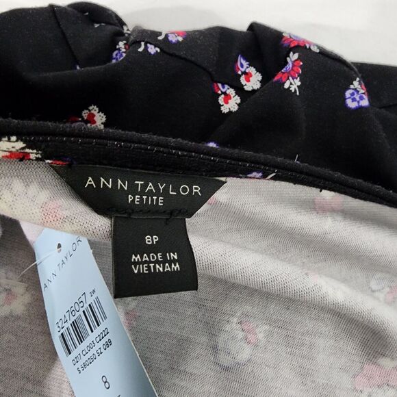 Ann Taylor Petite Wrap Dress Size 8P Floral Jersey Midi Short Sleeve V Neck NWT - Picture 8 of 11